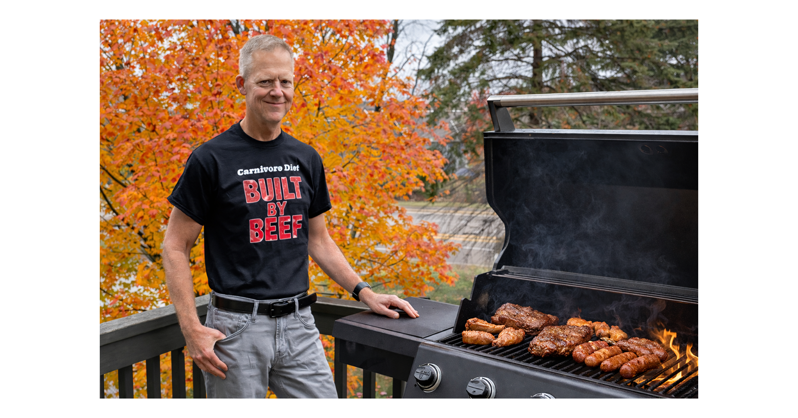 Wayne Schlicht grilling steaks while following a carnivore diet during his stage 4 cancer journey